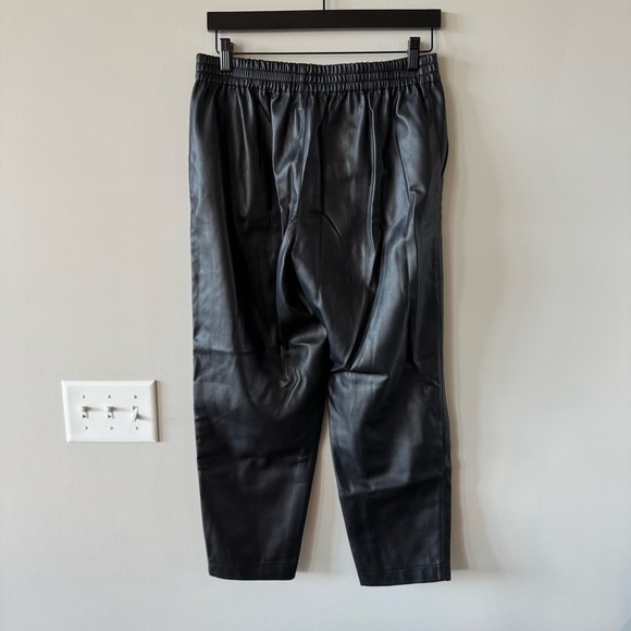 Madewell High-Rise Straight Leg Vegan Leather Track Trouser Pants Elastic Waist - Picture 6 of 10